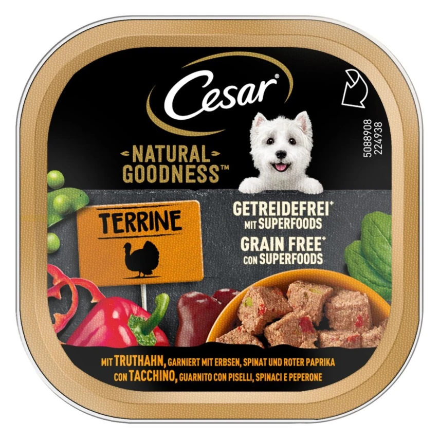 Cesar Natural Goodness Terrine Tacchino, Piselli e Spinaci 16 x 100 g