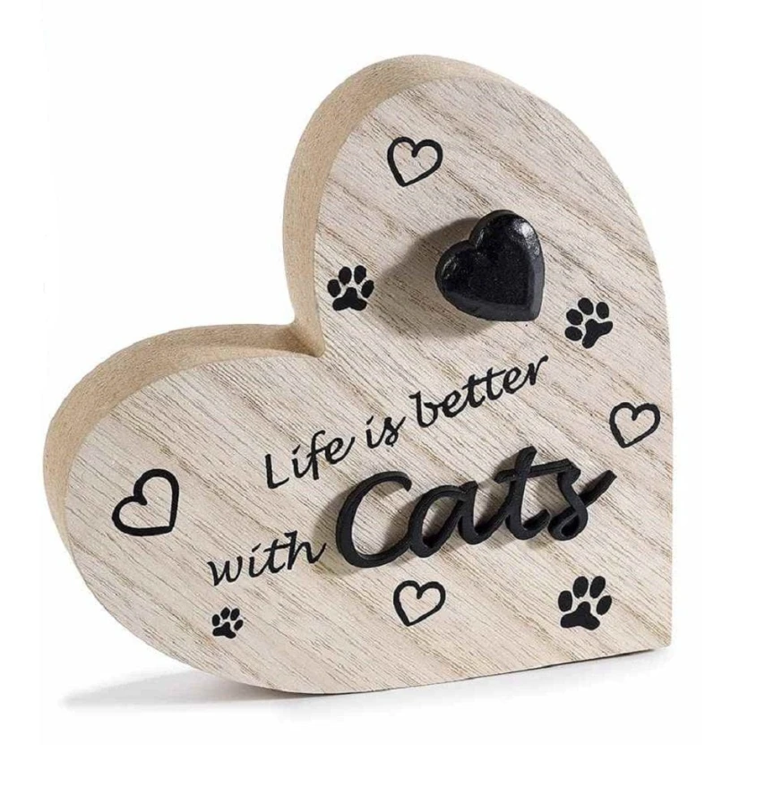 Decorazione in legno a cuore Cats per amanti dei gatti