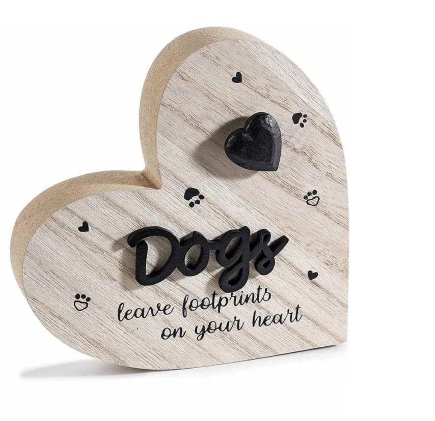 Decorazione in legno a cuore - Dogs