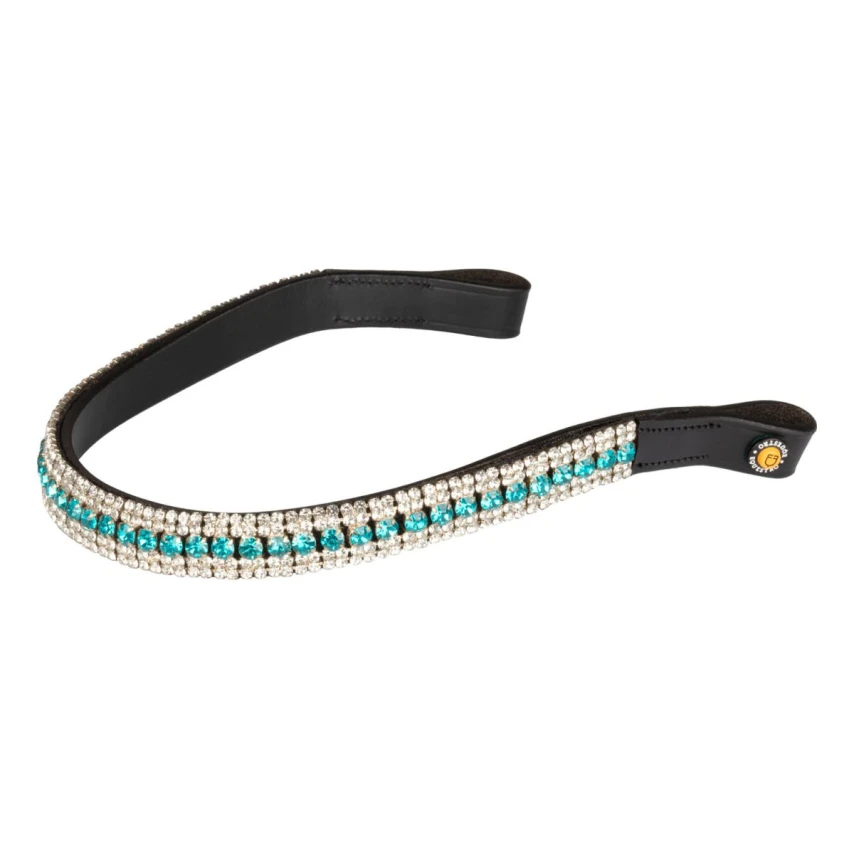 Equestro Frontalino Blue Crystal in pelle