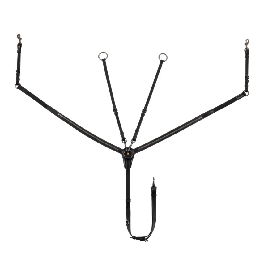 Equestro Pettorale con forchetta in pelle e clincher nero