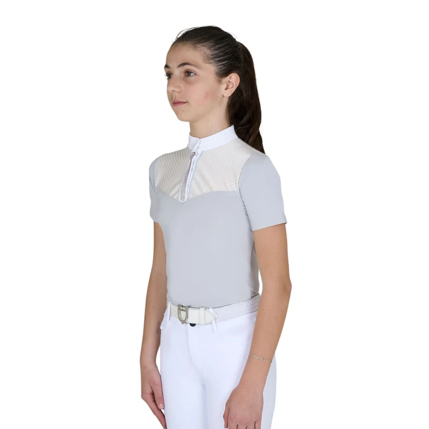 Equestro Polo concorso bambina slim fit con inserti simil seta