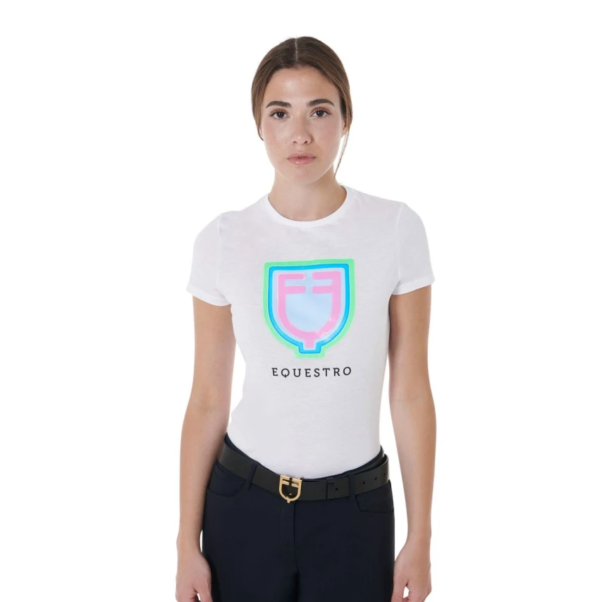 Equestro T-shirt donna slim fit con logo psichedelico