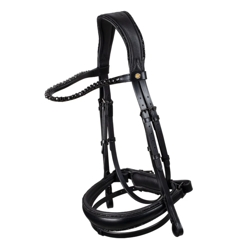 Equestro Testiera dressage anatomica in cuoio con strass