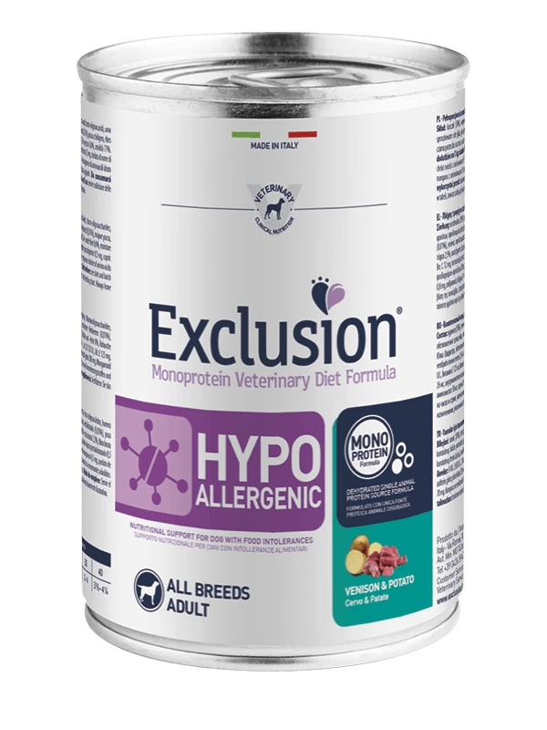 Exclusion Hypoallergenic Cervo e Patate Umido Cane 400 g - Exclusion Diet Formula