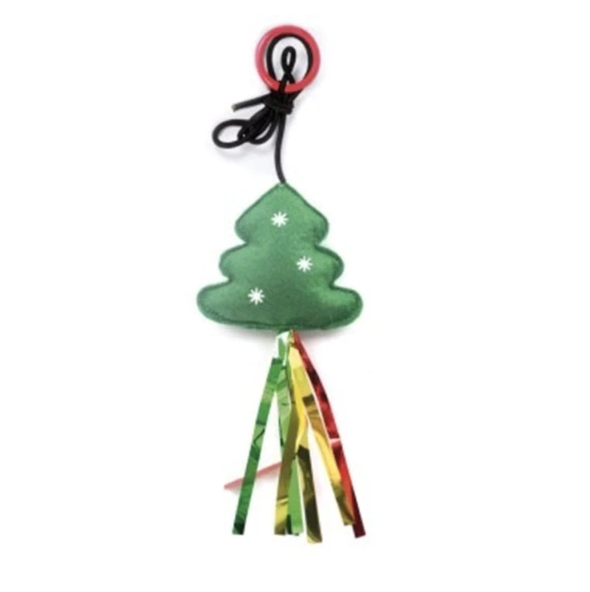 Gioco per gatti con elastico, albero di Natale in feltro