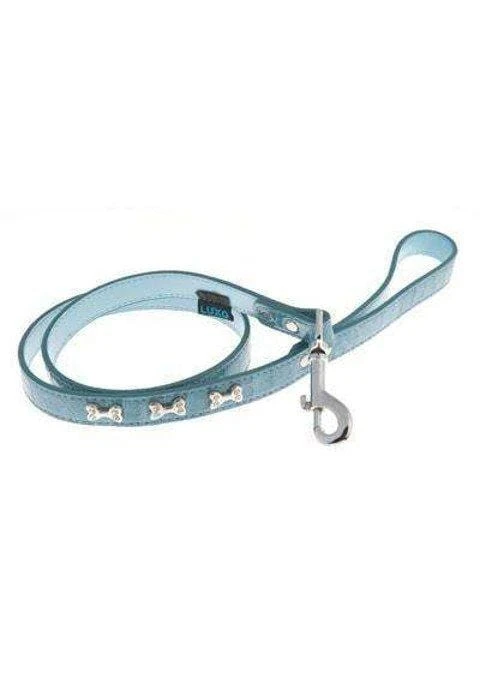 Guinzaglio Luxo osso con strass Azzurro - 100 cm x 12 mm