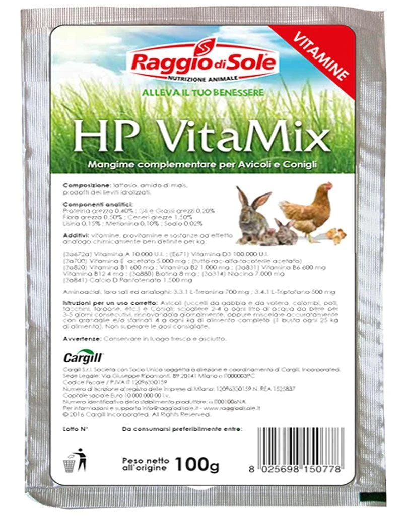 HP VitaMix Integratore Vitamine Avicoli e Conigli 100 g - Raggio di Sole