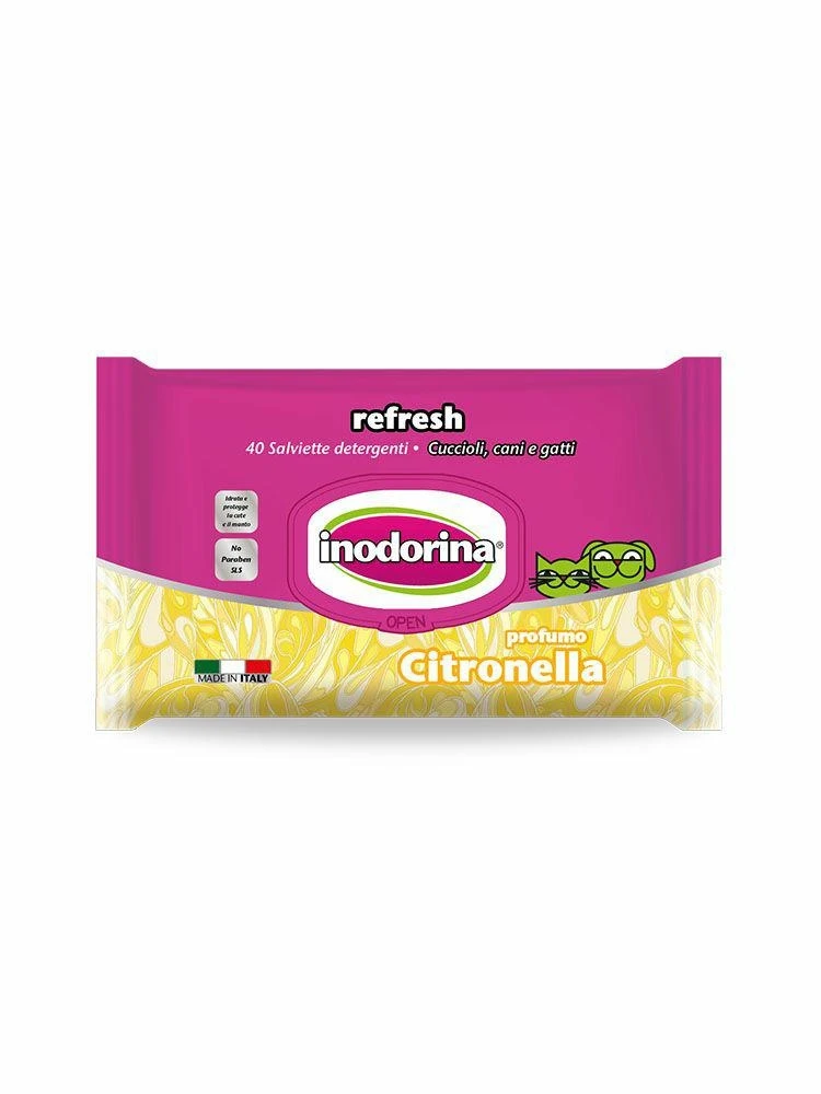 Inodorina Salviette alla Citronella per Cani - 40 pz