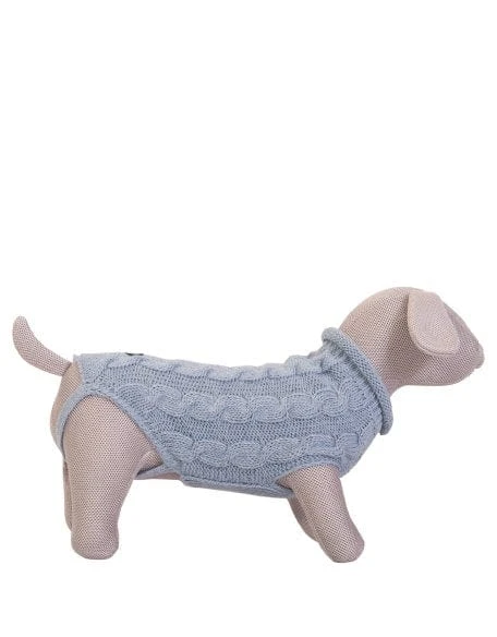 Maglioncino per cani Bengy azzurro con trecce in lana
