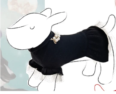 Ferribiella Maglioncino Luna nero con perle e tulle - taglie 24-43 cm