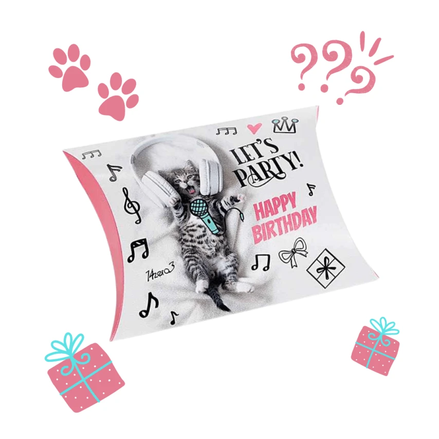 Mini Box Regalo Gatto Happy Birthday con Snack e Giochino - Petmuffin