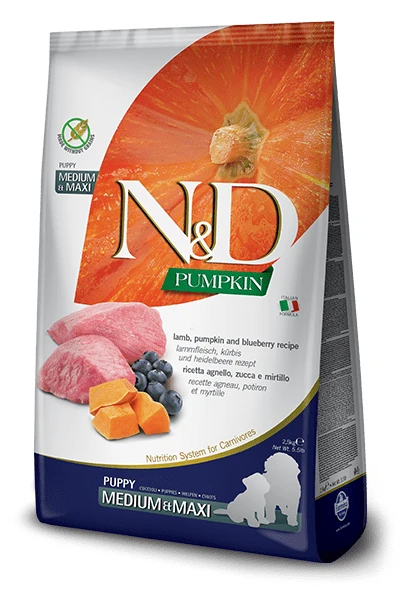Farmina N&D Pumpkin Puppy Medium Maxi Agnello e Mirtillo 12 kg