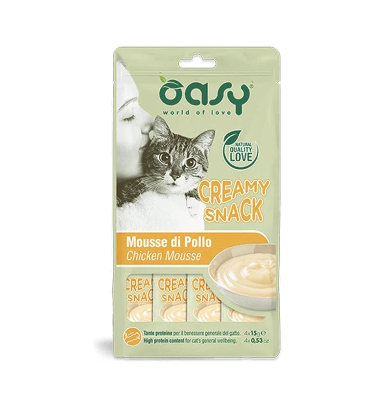 Oasy Creamy snack liquido gatto 4x15 g - 4 gusti