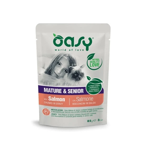 Oasy Mature Senior Salmone Bocconcini in Salsa 85 g