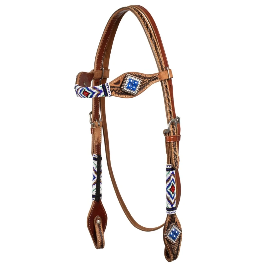 Pool's Testiera Western con Decorazioni a Rombi in Cuoio