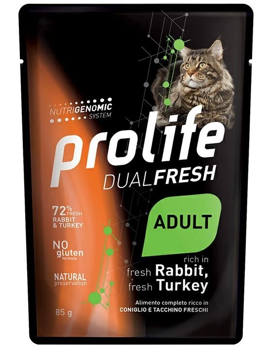 Prolife Cat UM DUAL BUSTE Coniglio/Tacchino 12 x 85g