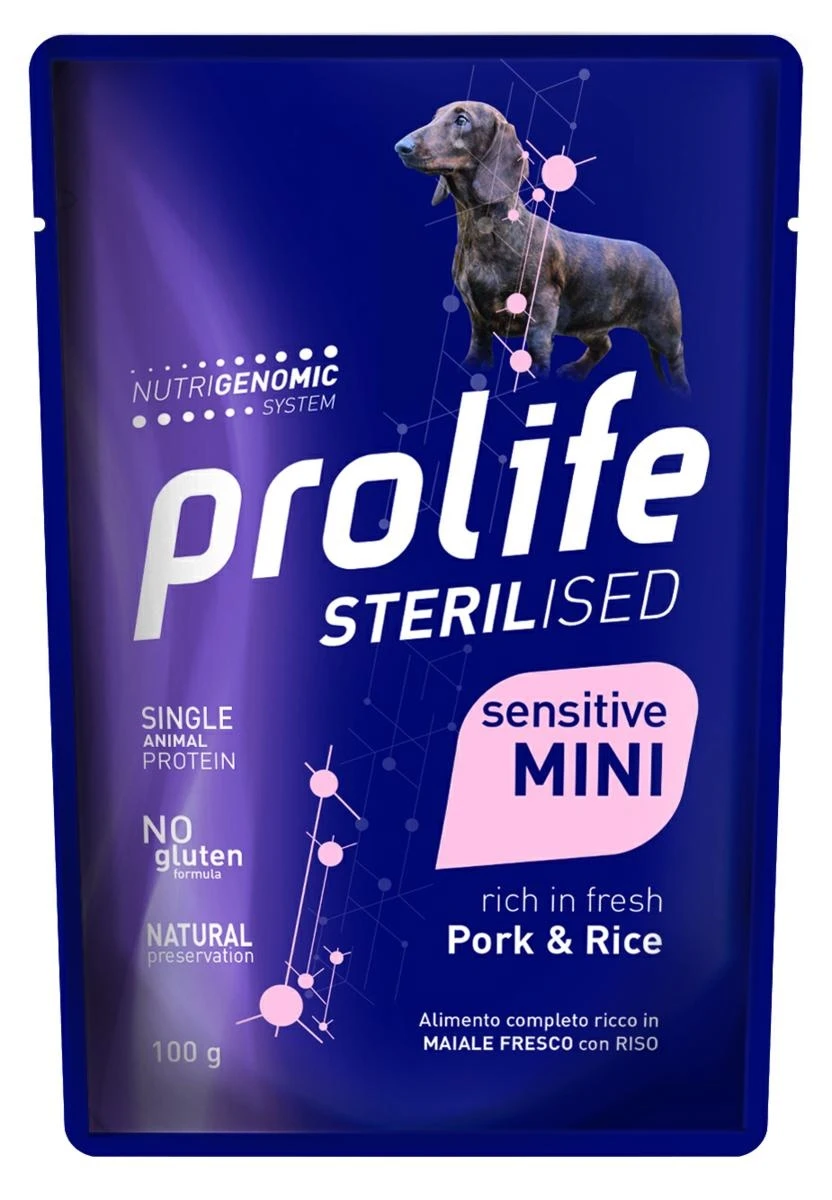 Prolife Dog UM Sterilized Bustine Mini Maiale/Riso 10 x Gr 100