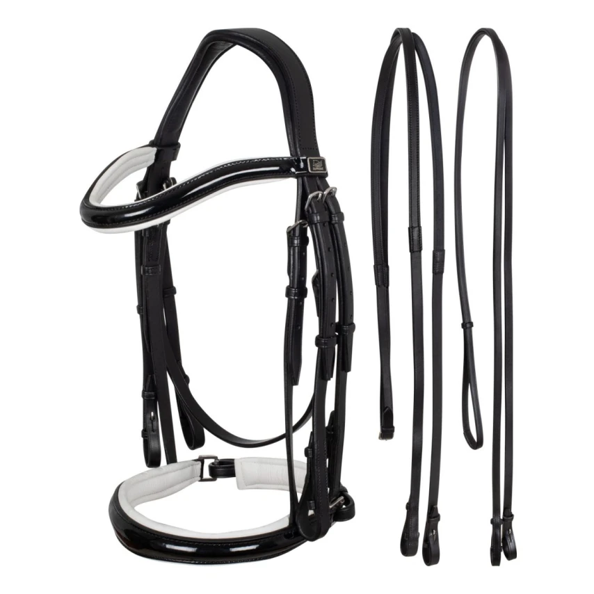 Supreme Briglia Dressage in Cuoio con Imbottitura Bianca