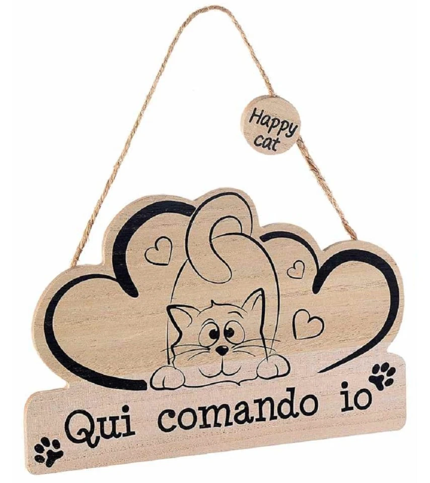 Targhetta da appendere - Qui comando io - Gatto