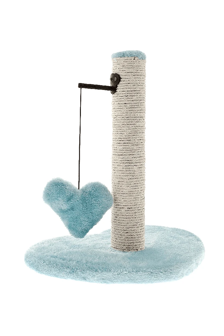 Tiragraffi per gatti in sisal con cuore azzurro 40 cm