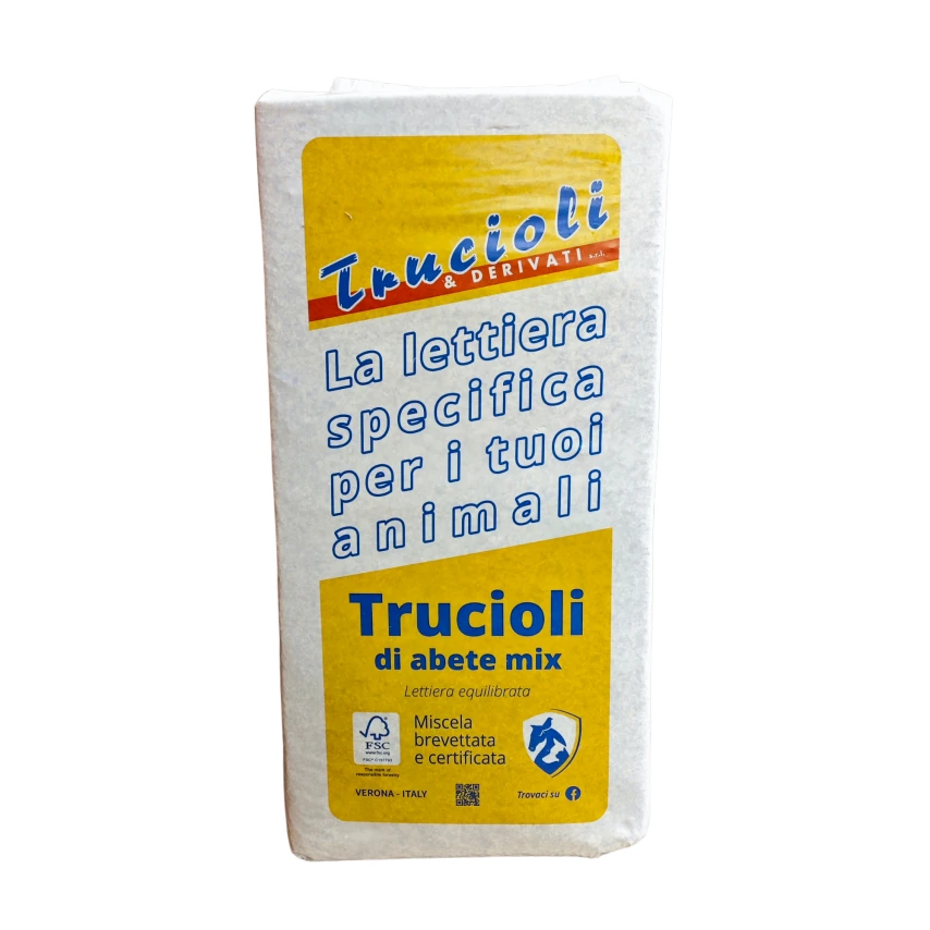 Lettiera trucioli di abete mix 15 kg per cavalli e piccoli animali
