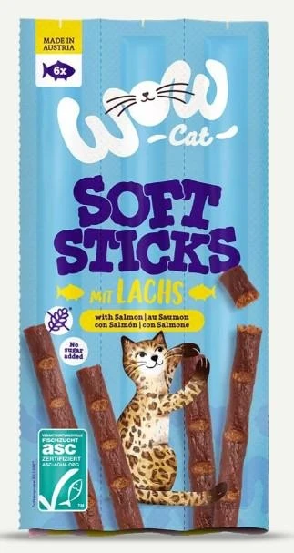 Wow Cat Soft Sticks Salmone 6 x Gr 5 - Snack per Gatti