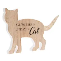 Decorazione Gatto in legno con scritta