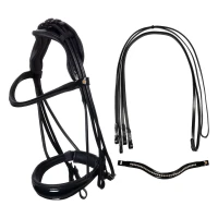 Equestro Briglia da dressage in cuoio con sovracapo anatomico