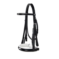 Equestro Briglia Dressage in cuoio italiano con doppie redini