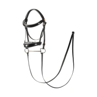 Equestro Briglia in cuoio lucido per Hobby Horse - Unica Nero