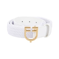 Equestro Cintura in cuoio con elastico e fibbia logo
