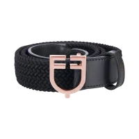 Equestro Cintura in cuoio con elastico e fibbia rosegold