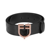 Equestro Cintura in cuoio logato black con fibbia rosegold