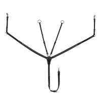 Equestro Pettorale con forchetta in pelle e clincher nero