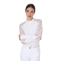 Equestro Polo donna da allenamento con maniche in pizzo - XL Bianco