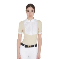 Equestro Polo donna slim fit in cotone plissettato