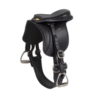 Equestro Sella da Dressage in Vera Pelle per Toy Horse - Unica Nero