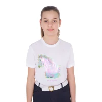 Equestro T-shirt bambina slim fit con stampa cavallo fluo