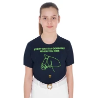 Equestro T-shirt bambina slim fit con stampa fluo - 10 Years Blu Navy