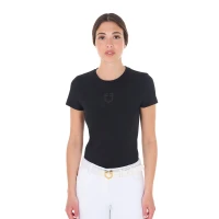 Equestro T-shirt basic donna slim fit in cotone con logo