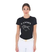 Equestro T-shirt donna Cannes in cotone con strass