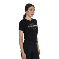 Equestro T-shirt donna Elegant in cotone con stampa e strass