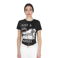 Equestro T-shirt donna Horse Lover in cotone slim fit