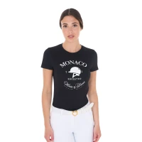 Equestro T-shirt donna Monaco in cotone con strass