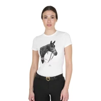 Equestro T-shirt donna Ready To The Party in cotone con strass - XS Bianco