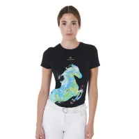 Equestro T-shirt donna slim fit con stampa cavallo astratta - XL Nero