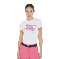 Equestro T-shirt donna Slim Fit con stampa salto - XL Bianco