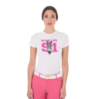 Equestro T-shirt donna Wild Life in cotone - XS Bianco