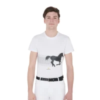 Equestro T-shirt uomo slim fit con stampa cavallo - XXL Bianco